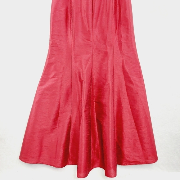 Alfred Sung Dupioni Red Sleeveless Open Back Flared Bridesmaid Dress P4651 - Picture 6 of 11